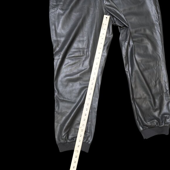 DKNY Jeans Faux Leather Joggers High Rise 2 Pockets Elastic Waist 2 Colors Sz XL - Picture 5 of 14